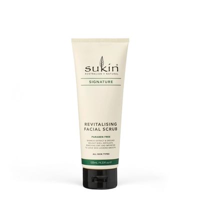 Sukin Organics Revitalizing Face Scrub, Hydrating Cream-Based Facial Exfoliator with Bamboo Extract &amp; Walnut Shell Exfoliant, Cleansing &amp; Soothing, Normal to Dry Skin Types, Paraben Free, 4.23 Fl Oz