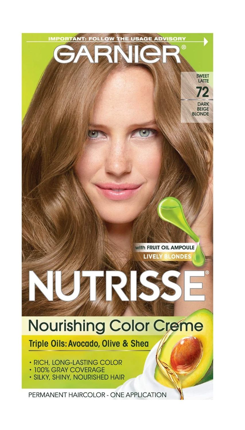 Garnier Nutrisse Nourishing Hair Color Creme, 72 Dark Beige Blonde (Sweet Latte) (Packaging May Vary)