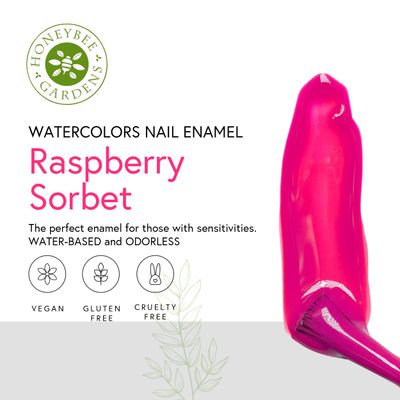 Honeybee Gardens Water-Based Nail Enamel, Raspberry Sorbet, Matte Rich Bright Raspberry, Eco-Friendly, Odorless &amp; Vibrant Polish, 0.5 fl oz