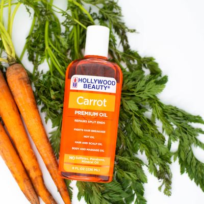 Hollywood Beauty Carrot Hair Oil, 8oz Bottle, Hair, Scalp, Skin, Nail, &amp; Massage Oil, Helps Repair Damaged Hair &amp; Skin, Can be Used as a Hot Oil Treatment