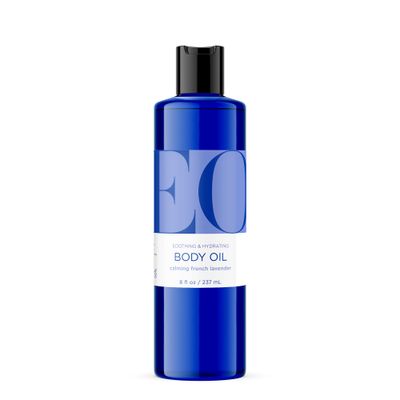 EO Body Oil for Massage &amp; Moisture, French Lavender, 8-Ounce Bottles (Pack of 2)