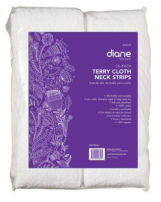 Diane Terry Cloth Neck Strips, Fast Drying Towel for Neck Use at Barber Shop, Salon, Spa, Extra Durable, Absorbent, White, 36 Count (Pack of 1), D8320