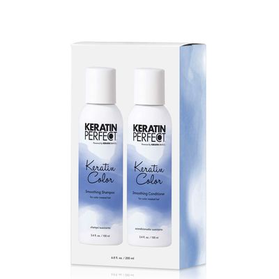 Keratin Perfect - Color Travel Duo - Shampoo &amp; Conditioner - Reduce Dull Hair - Glossy Shine - For Color Treated Hair - Moisture Retain - Sulfate Paraben Free - 3.4 Oz
