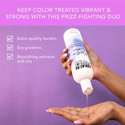 Keratin Perfect - Color Travel Duo - Shampoo & Conditioner - Reduce Dull Hair - Glossy Shine - For Color Treated Hair - Moisture Retain - Sulfate Paraben Free - 3.4 Oz