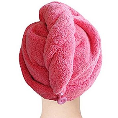 iLett 2 PACK OF Microfiber Hair Towel Intense Pink with 300g (11oz) thikness