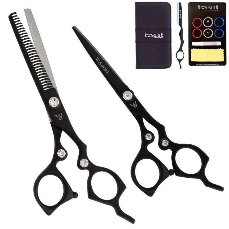 Washi Beauty - Black Diamond Ice Set - 5.5 Shear, 30 Tooth Thinner, Razor, Case