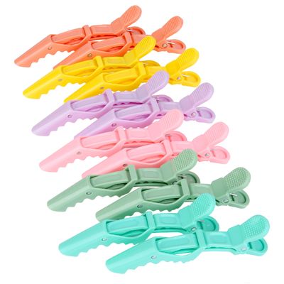 HH&amp;LL Hair clips for Styling 12 pcs - Wide Teeth &amp; Double-Hinged Design - Alligator Styling Sectioning Clips of Professional Hair Salon Quality (Colorful)