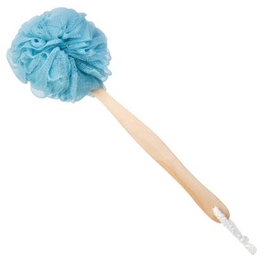 Arswin Loofah Back Scrubber for Shower,Wooden Handle Bath Sponge Lufa Shower Brush, Soft Nylon Mesh Back Cleaner Washer, Body Brush for Women&amp;Kids Bathroom Shower Accessories (Blue)