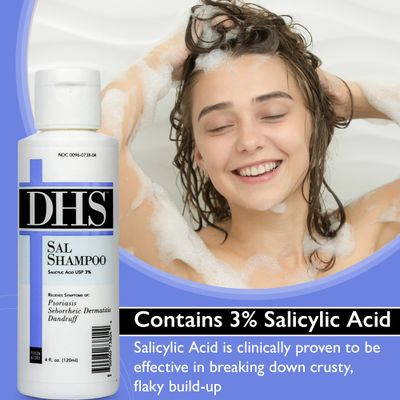 DHS SAL Shampoo - Maximum Strength Shampoo for Psoriasis, Eczema, and Dandruff/Medicated Anti-Dandruff Shampoo Reduces Oil, Treats Itchy Scalp with Salicylic Acid/PBA-free, Fragrance-free / 4oz