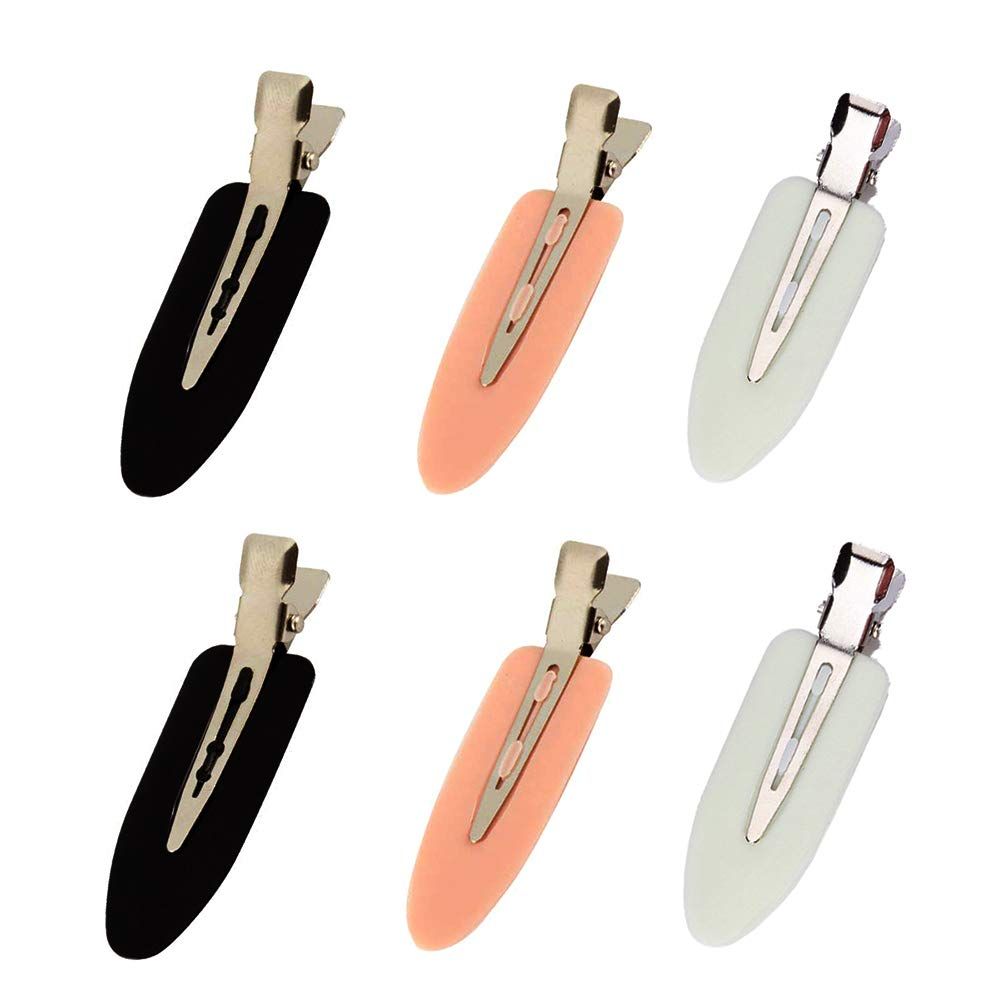 6 Pieces No Bend Hair Clips, No Crease Hair Clip for Hairstyling, Makeup Clips for Women and Girls (Black&amp;Pink&amp;White)