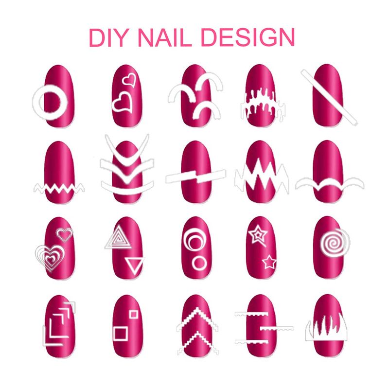 TailaiMei 1768 Pieces 60 Designs French Manicure Nail Stickers, Nail Art Tips Guides for DIY Decoration Stencil Tools (36 Sheets)