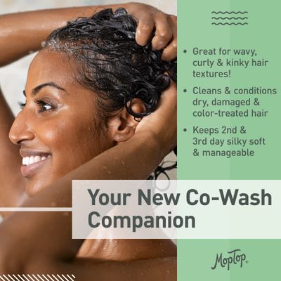MopTop Cowash Cleansing Conditioner, Wavy, Curly & Kinky-Coily, Color Treated & Natural Hair Moisturizer, made w/Aloe, Sea Botanicals & Honey reduces Frizz, increases Moisture & Manageability
