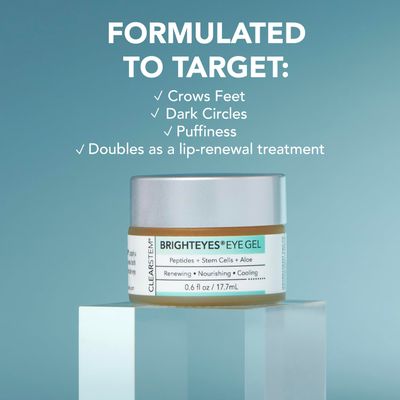 CLEARSTEM - BRIGHTEYES - Nourishing Anti-Aging Eye Gel - For Puffy Eyes, Crow's Feet, &amp; Dark Circles - Made with Collagen, Stem Cells, Peptides &amp; Aloe Vera - Vegan - Gluten Free - Men &amp; Women - 0.6 oz