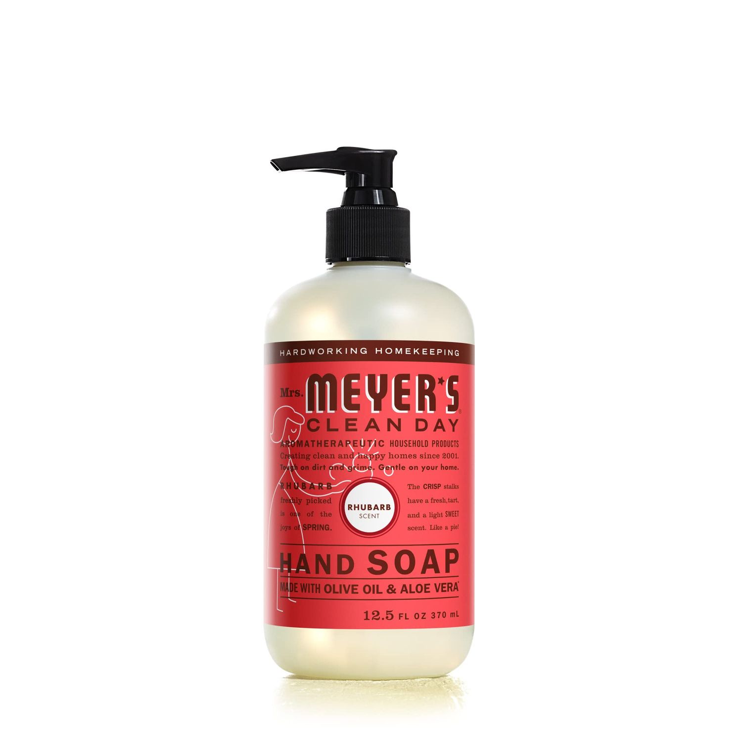 MRS. MEYER&#39;S CLEAN DAY Hand Soap, Made with Essential Oils, Biodegradable Formula, Rhubarb, 12.5 fl. oz