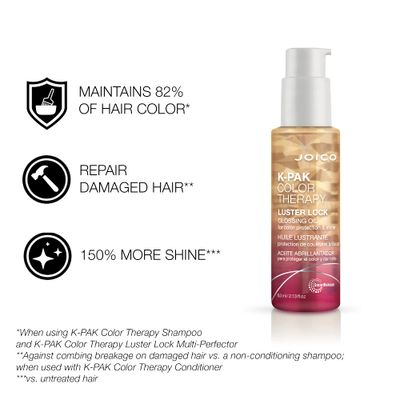 Joico K-PAK Color Therapy Luster Lock Glossing Oil | For Color-Treated Hair | For Color-Protection & Shine | Tame Frizz | With Keratin & Argan Oil | 2.13 Fl Oz