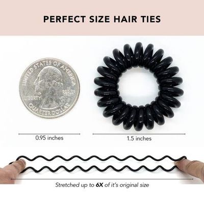Kitsch Spiral Hair Ties for Women - Creaseless and Dent-free Coil Hair Ties | No Damage, Phone Cord Coils | Made of Flexible and Durable Plastic | Ideal for Daily Use - 4pcs (Clear/Transparent)