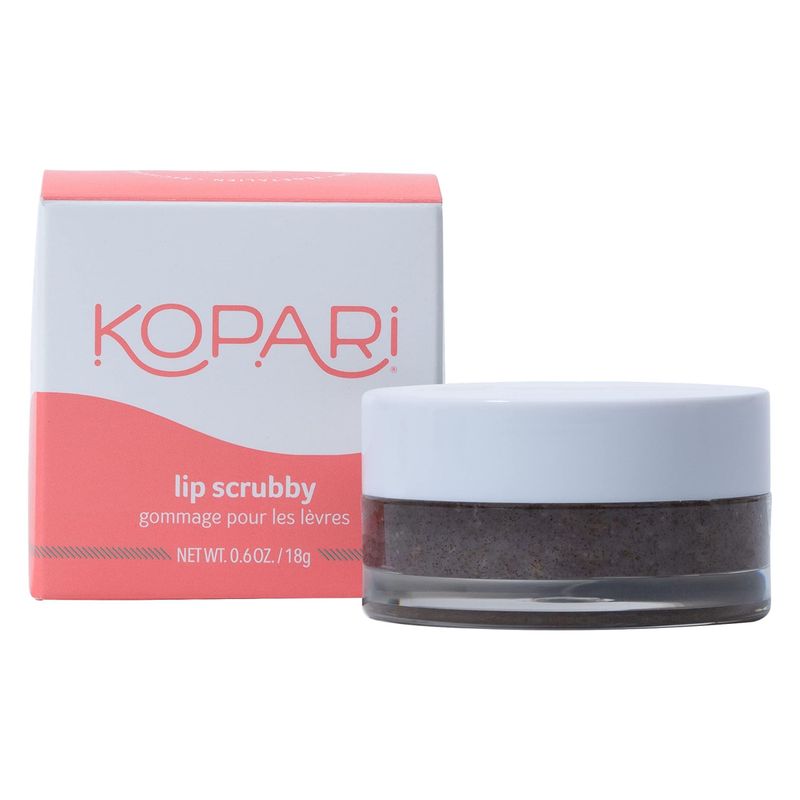 Kopari Coconut Lip Scrubby | Removes Dry Skin For Soft Lips | Volcanic Sand, Brown Sugar &amp; Crushed Coconut Shells Hydrate Exfoliating Lip Scrub Exfoliator Moisturizer Organic Coconut Oil Vanilla Vegan