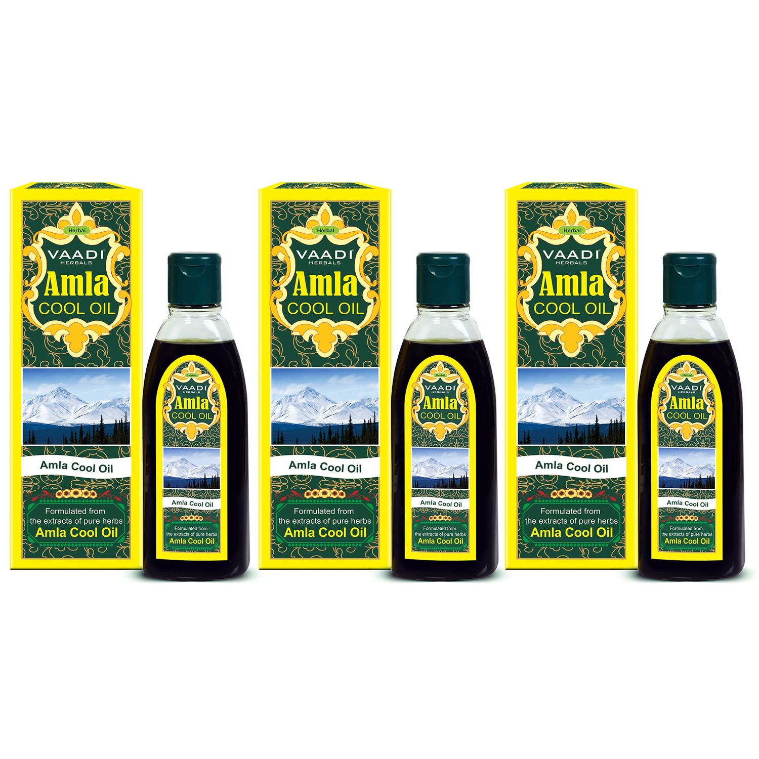 Vaadi Herbals Amla Oil - Brahmi Oil - Blend of Brahmi and Amla Herbal Oil(Pack of 3 X 6.76 Ounces)