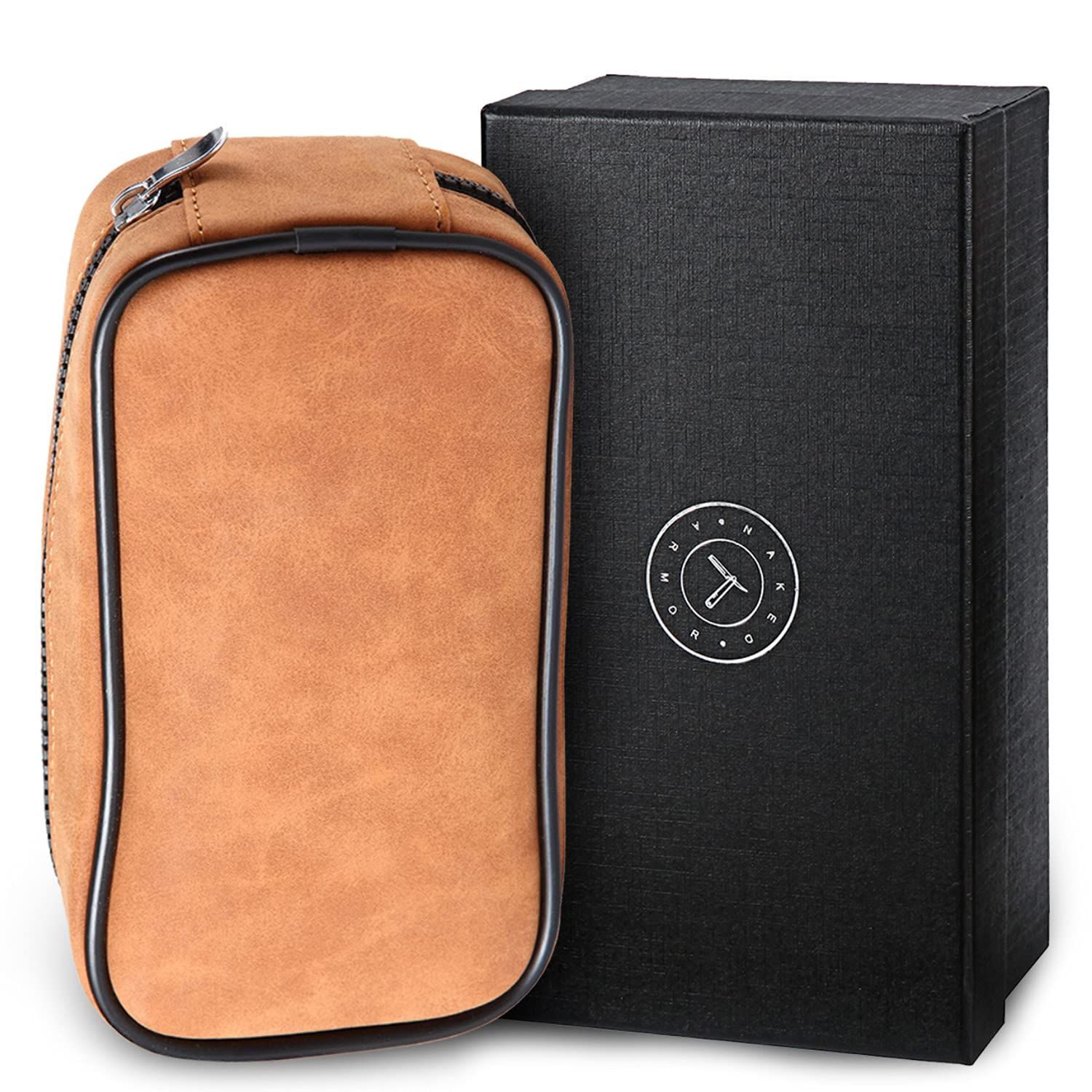 Leather Razor Travel Case - Safety Razor Case, Straight Razor Case, Disposable Razor Case, Elegant Travel Razor Case For Your Razor + Brush + Soap Puck, Keeps Razor &amp; Brush Clean, Travel In Style