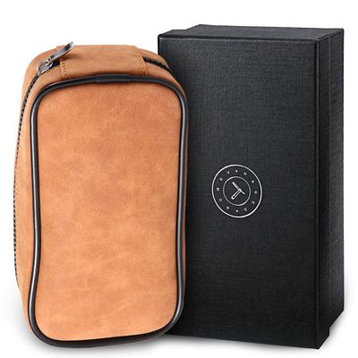 Leather Razor Travel Case - Safety Razor Case, Straight Razor Case, Disposable Razor Case, Elegant Travel Razor Case For Your Razor + Brush + Soap Puck, Keeps Razor &amp; Brush Clean, Travel In Style