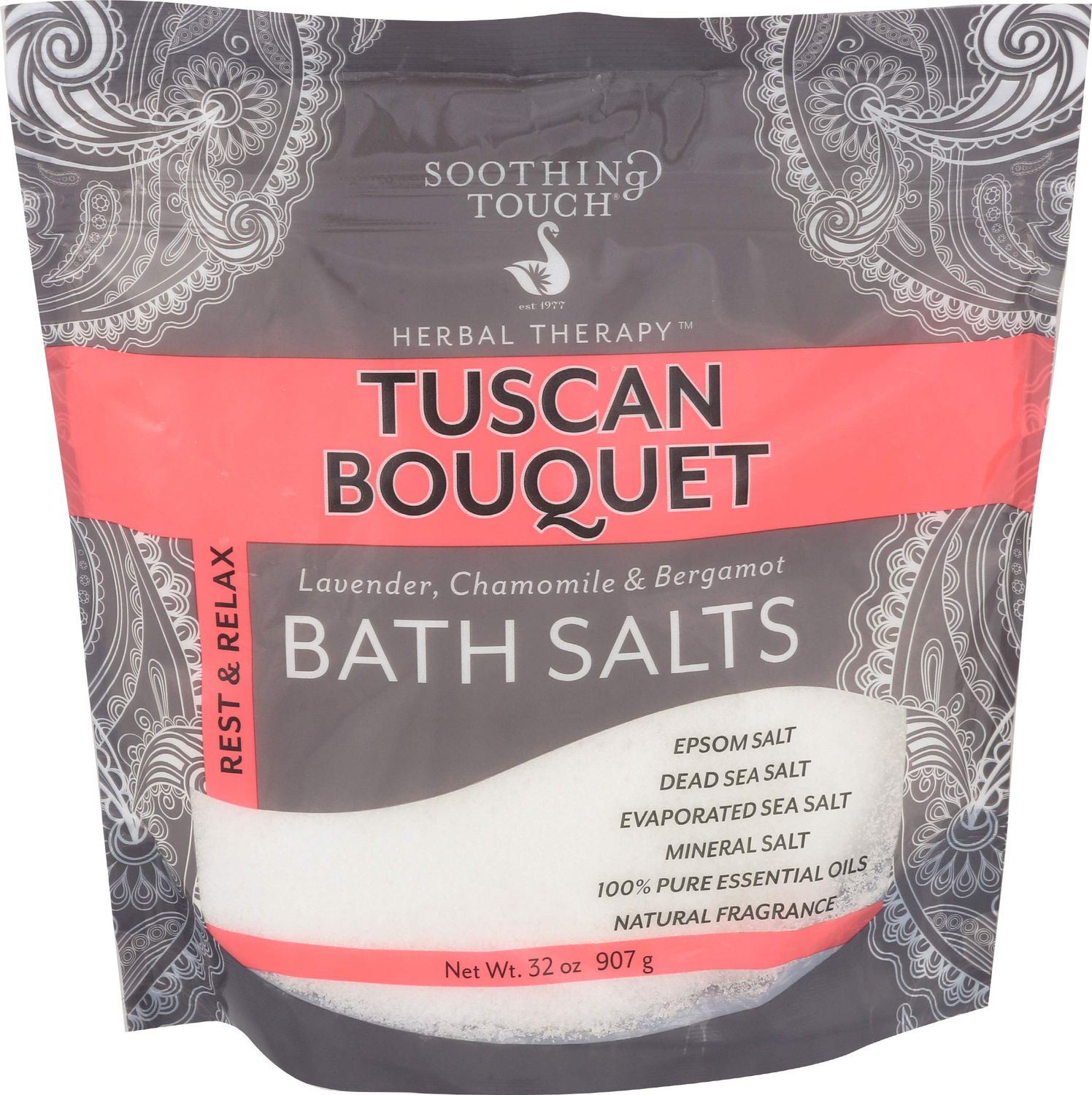 Soothing Touch Rest &amp; Relax Tuscan Bouquet Bath Salts Lavender Chamomile &amp; Bergamot, Floral, 32 Oz