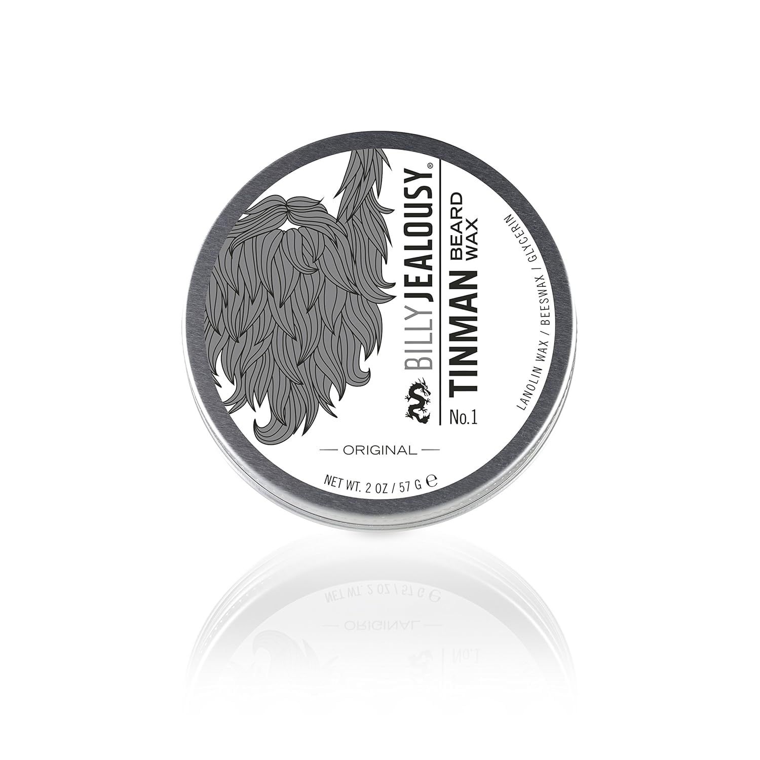 Billy Jealousy Tinman Beard Wax with Light Hold &amp; Matte Finish, Nourishing Beard Care Product Formulated with Natural Beeswax &amp; Glycerin for Soft, Tamed Facial Hair, 2 Oz