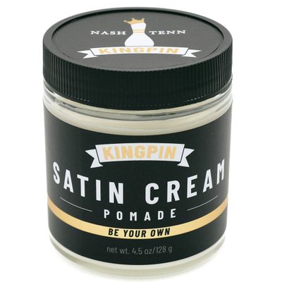 KINGPIN Satin Cream Hair Wax for Smooth Styling - Medium Hold &amp; Natural Finish - Lightweight, Non-Greasy Hair Pomade for Men, All-Day Control &amp; Texture - 2.5oz travel size