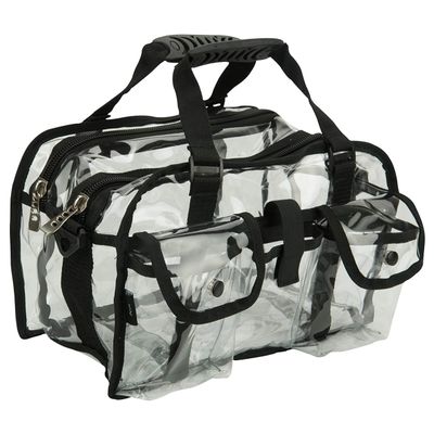 Casemetic Clear Set Bag Double Storage Compartment 3 External Pockets and Shoulder Strap, 13x8x8.5 Inch (Pack of 1)
