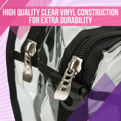 Casemetic Clear Set Bag Double Storage Compartment 3 External Pockets and Shoulder Strap, 13x8x8.5 Inch (Pack of 1)