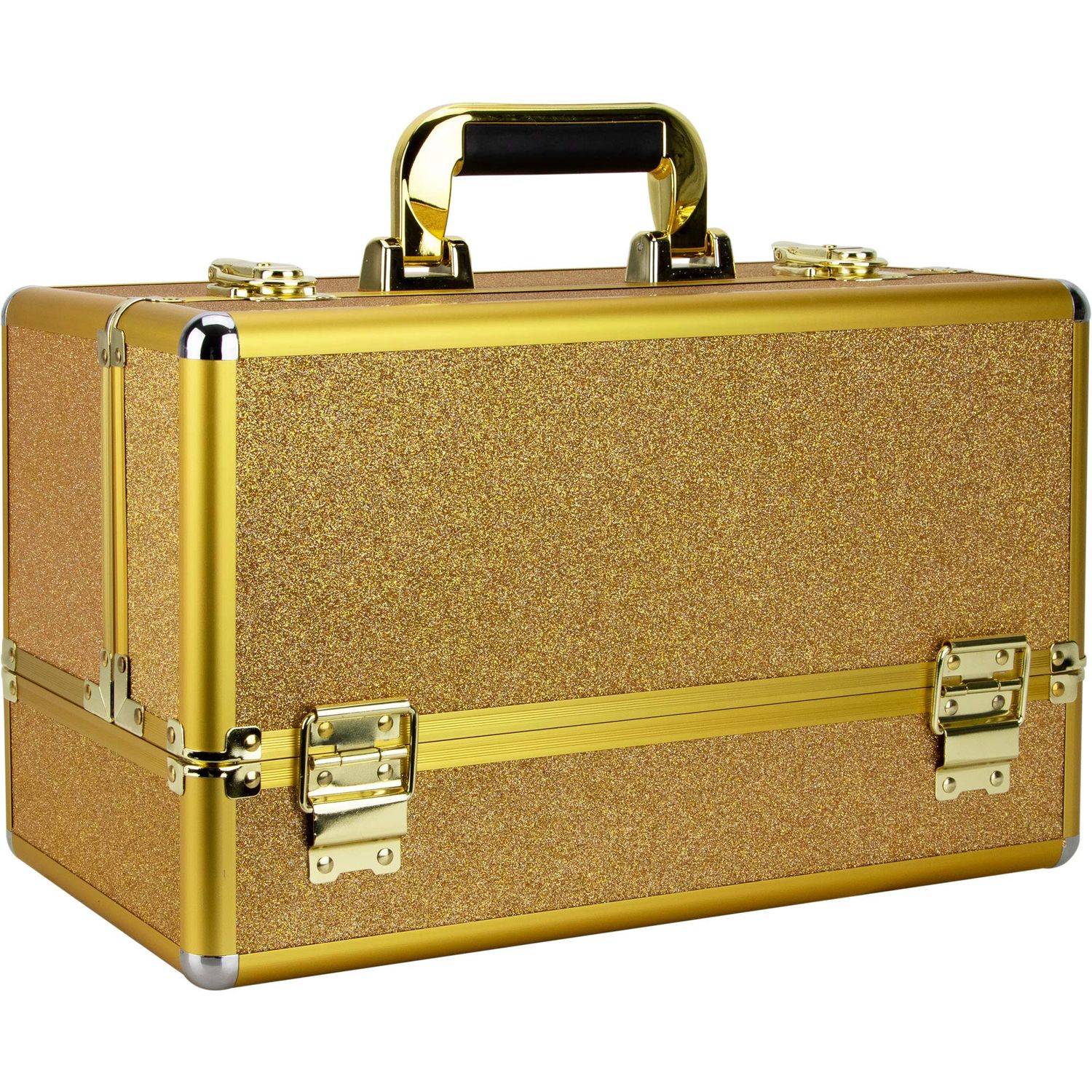 Ver Beauty Rucella Makeup Case Professional Nail Travel Organizer Box, Gold Krystal
