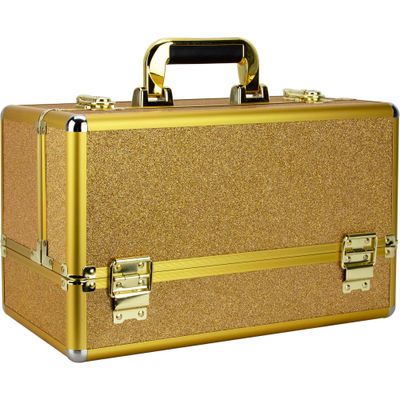 Ver Beauty Rucella Makeup Case Professional Nail Travel Organizer Box, Gold Krystal
