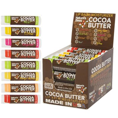 Nature&#39;s Bees 24 Pack Lip Balm, Natural Ingredient Lip Balm Bulk, Lip Care Product, Lip Balm for Dry Cracked, Lips, Made in the USA, 8 Flavors, 0.15oz (4.2 g)