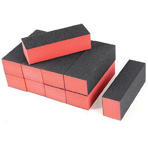 Onwon 10 PCS Sanding Buffing Nail Polisher 4 Way Polish Buffer Buffing Block Nail Files Art Pedicure Manicure File(Black Red)