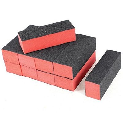 Onwon 10 PCS Sanding Buffing Nail Polisher 4 Way Polish Buffer Buffing Block Nail Files Art Pedicure Manicure File(Black Red)