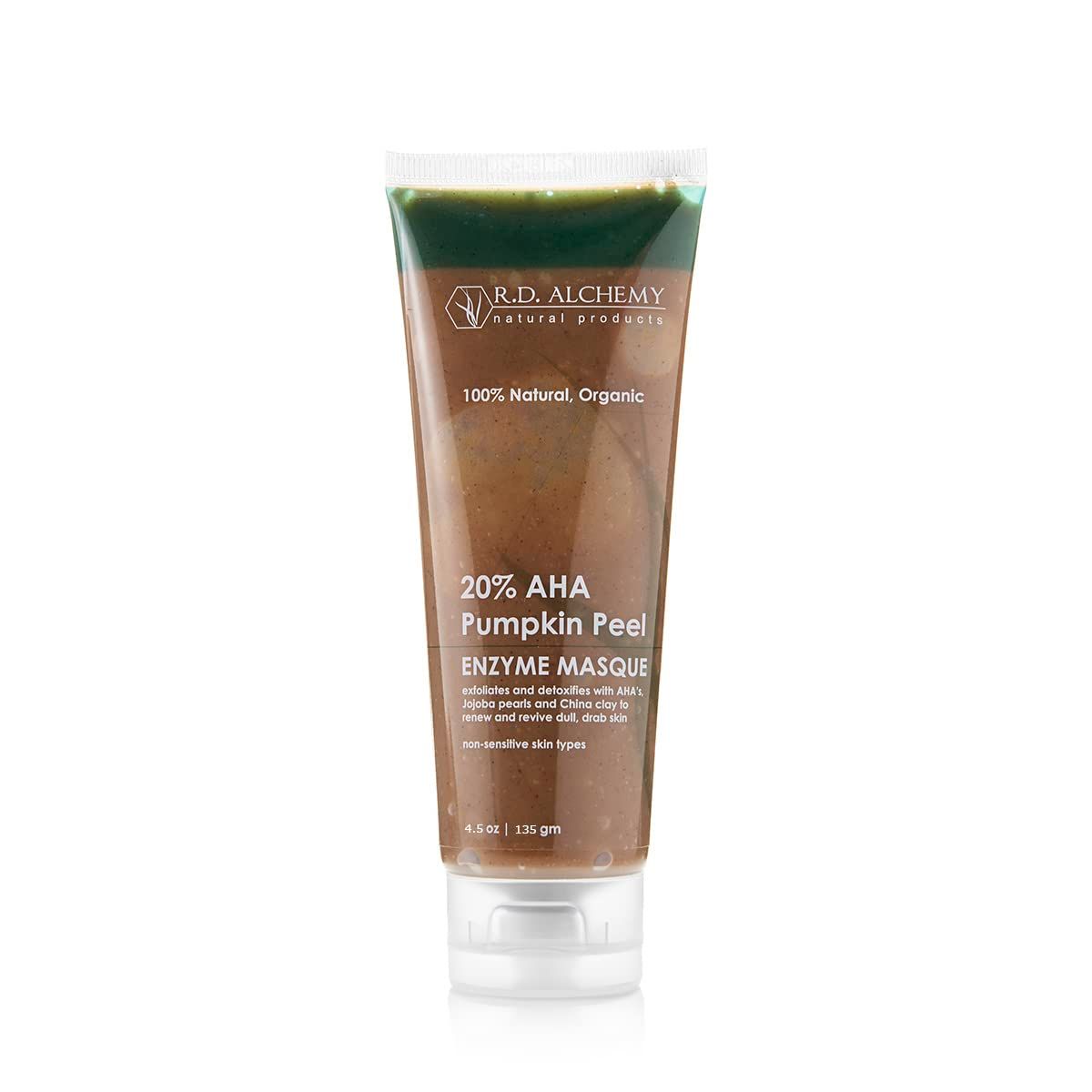 100% Natural &amp; Organic AHA Exfoliating Pumpkin Enzyme Peel Masque - 10% Pumpkin &amp; Papaya enzymes + 20% AHAs including Glycolic, Lactic, Citric &amp; Tartartic Acids. Revives, Firms, Brightens Skin
