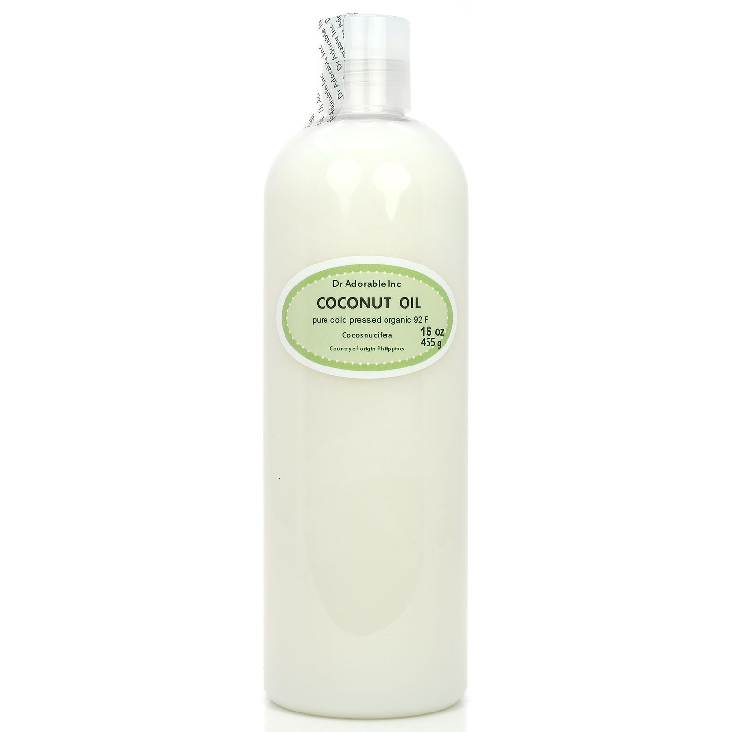 Dr Adorable - 16 oz - Coconut Oil 92 Degree - 100% Pure Natural Organic Cold Pressed