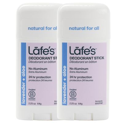 Lafe&#39;s Natural Deodorant | 2.25oz Aluminum Free Natural Deodorant Stick for Women &amp; Men | Paraben Free &amp; Baking Soda Free with 24-Hour Protection (Lavender &amp; Aloe, 2.25 Ounce (2-Pack))