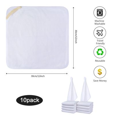 SINLAND Microfiber Facial Cloths Fast Drying Washcloth 12inch x 12inch White 10 pack