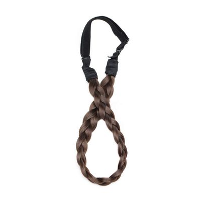 Chunky Braided Headband Elastic Hair Band with Wide Synthetic Blonde and Black Braids for Girls and Women (Small-three strands, 9/10)