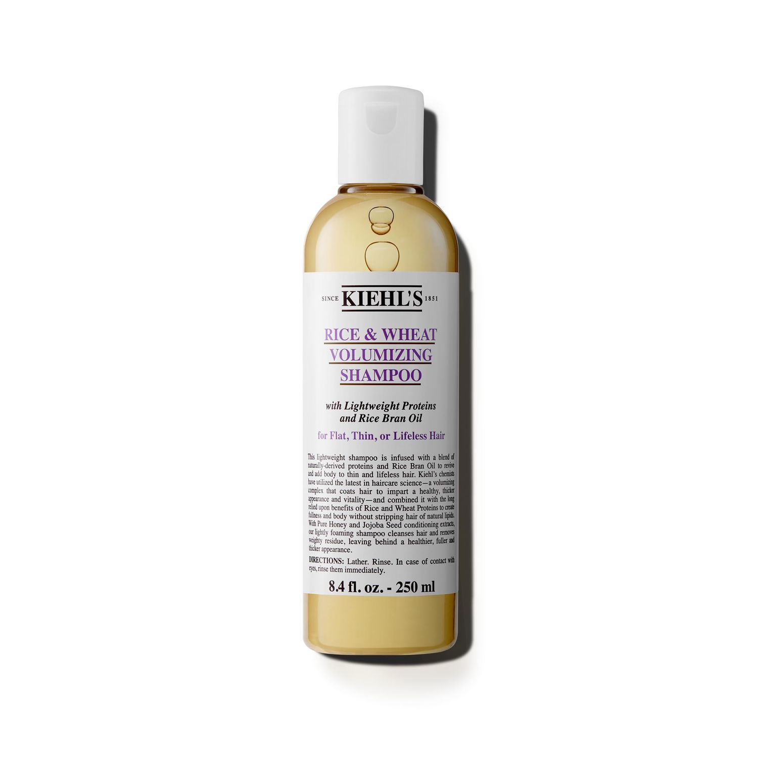 Kiehl&#39;s Rice and Wheat Volumizing Shampoo, Gentle Hair Shampoo for Thin or Flat Hair, Helps Boost Volume for Thicker Looking Hair, with Lightweight Proteins and Rice Brain Oil - 8.4 fl oz