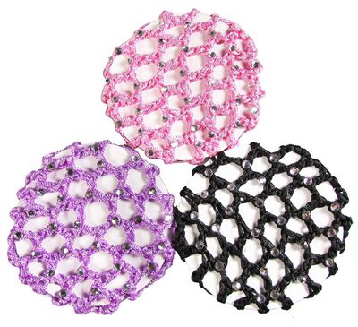6Pcs Rhinestone Bun Cover Crochet Snood Hair Net Hair Accessories for Women Girls Ballet Dance Skating Random Color
