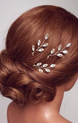 Kercisbeauty 3PCS Handmade Simple Crystal Leaf Leaves Hair Pins for Wedding Bridal Bridesmaids Flower Girls,Dancing Prom Party,Vintage Boho Hair Accessory(Silver)