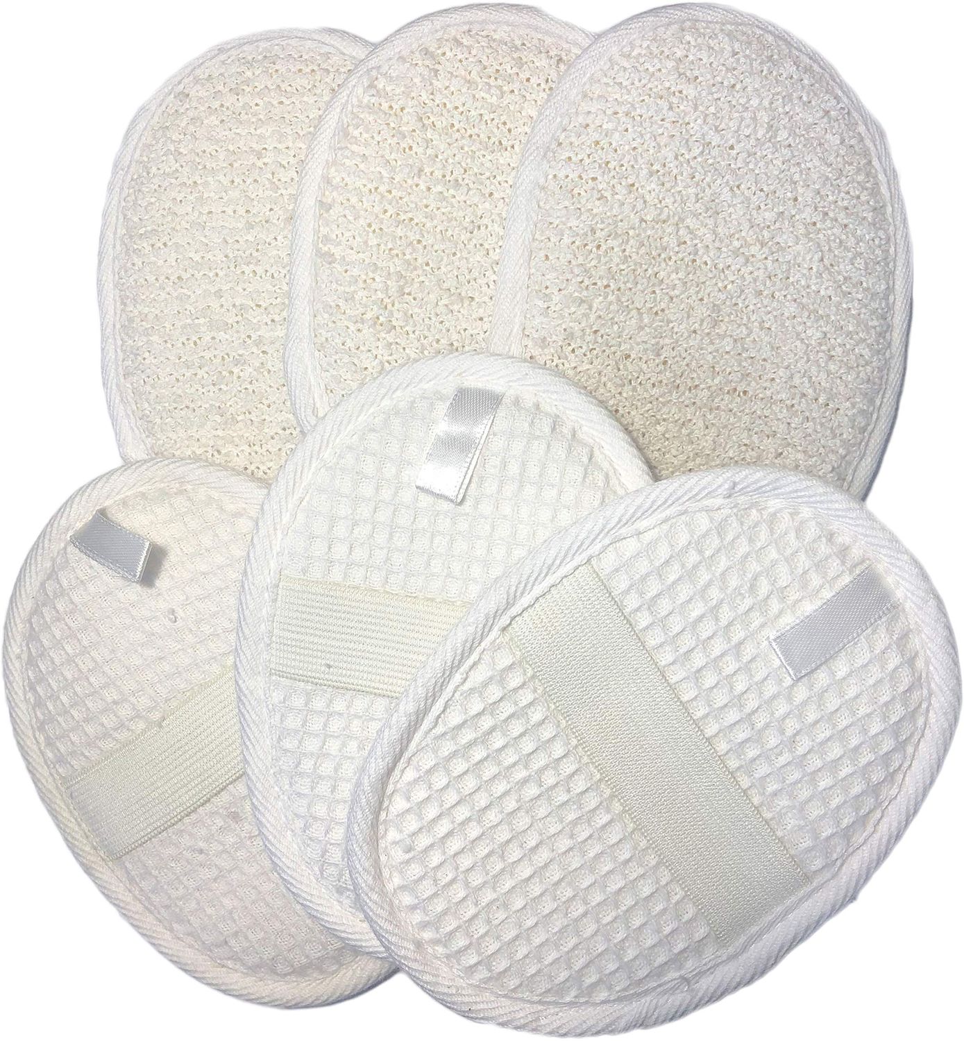 6 pcs/Set 4.3&quot;5.7&quot; Natural Exfoliating Face Body Pad Loofah Sponge Facial Brush - Shower Scrubber - Body Bath Spa for Men &amp; Women, Renewable Resource - Pack of 6