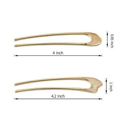 U-Shaped Hair Pins Metal Vintage Hair Sticks French Hair Pin Hairstyle Chignon for Women, 2PCS-Style 1