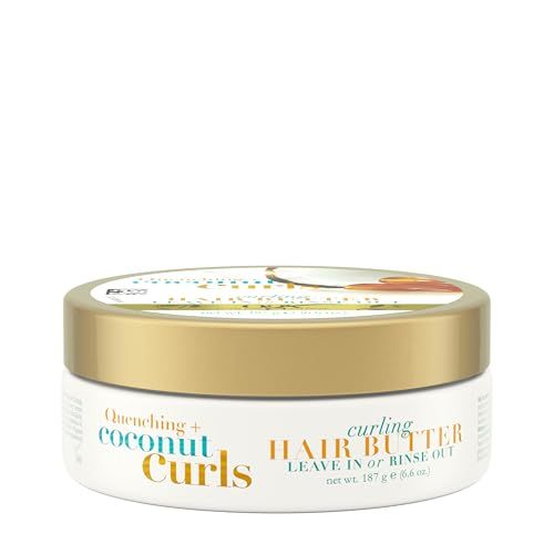 OGX Quenching + Coconut Curls Curling Hair Butter, Deep Moisture Leave-In Hair Mask &amp; Treatment with Coconut Oil, Citrus Oil &amp; Honey, Paraben-Free and Sulfated-Surfactants Free, 6.6 oz
