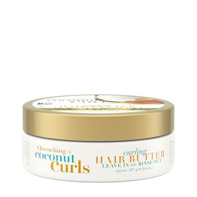 OGX Quenching + Coconut Curls Curling Hair Butter, Deep Moisture Leave-In Hair Mask &amp; Treatment with Coconut Oil, Citrus Oil &amp; Honey, Paraben-Free and Sulfated-Surfactants Free, 6.6 oz