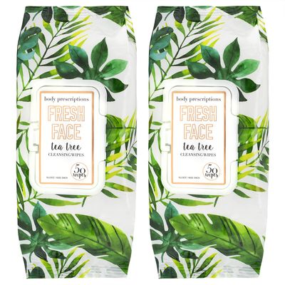 Body Prescriptions Makeup Remover Wipes Bulk Pack of 2, 100 Facial Cleaning Cloths Removes Makeup Mascara Dirt and Oil, Flip Top