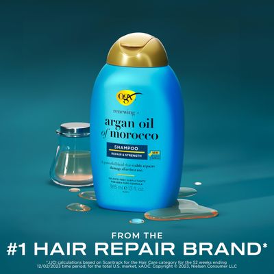 OGX Renewing Argan Oil of Morocco Shampoo, 13 fl. Oz - Hydrating, Moisturizing & Damage Repairing Shampoo for Dry, Damaged Hair, Paraben & Sulfate Free Surfactants