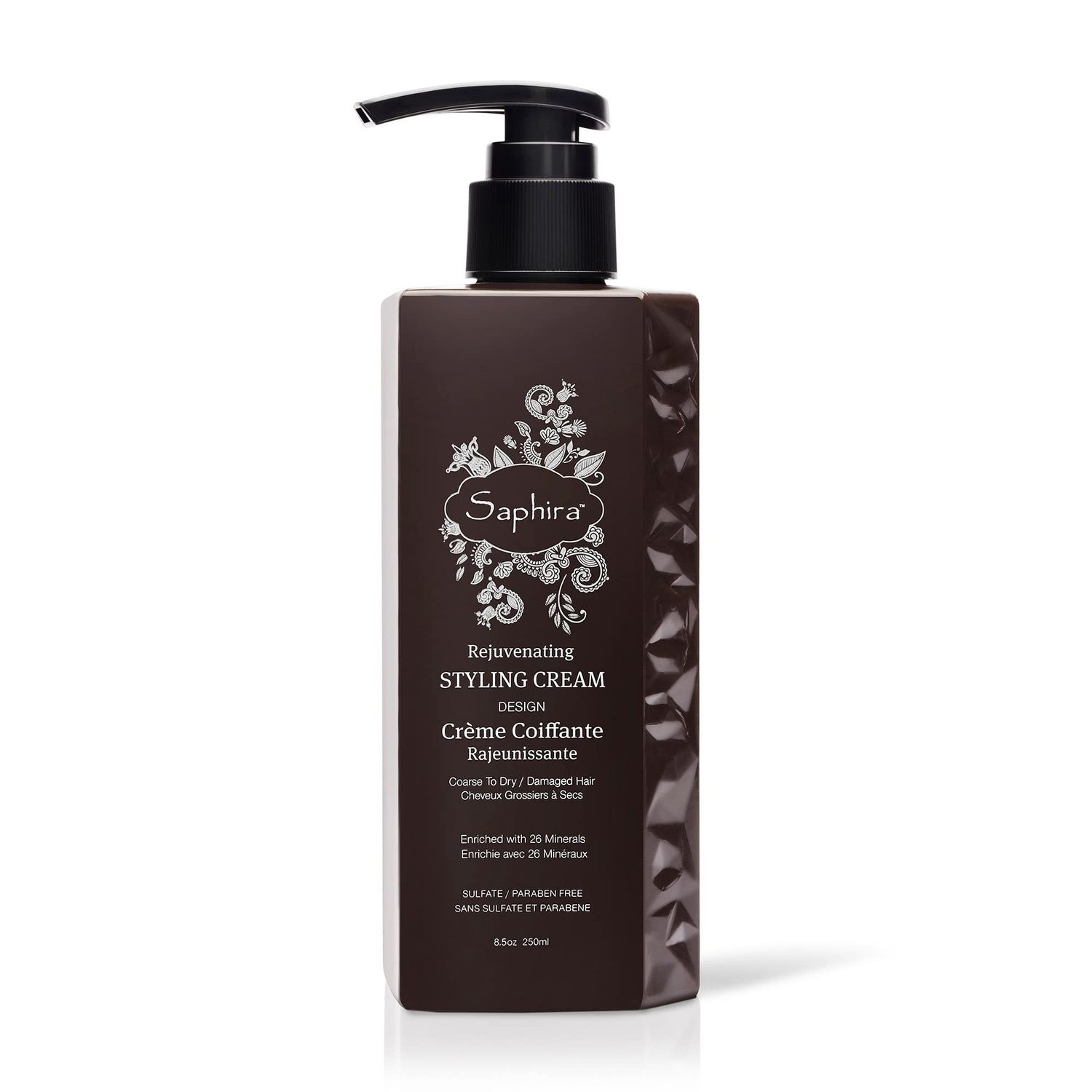 Saphira Rejuvenating Styling Cream, Frizz Control Hair Smoothing Cream and Styling Formula with 26 Dead Sea Minerals, Finishing Cream for Medium to Firm Hold, Sulfate-Free, Paraben-Free, 8.5 Ounce