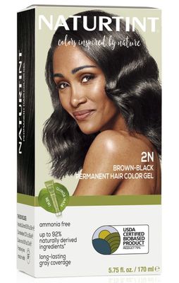 Naturtint 2N Brown Black Permanent Hair Color (Pack of 1), Ammonia Free, Vegan, Cruelty Free, up to 100% Gray Coverage, Long Lasting Results (Packaging may vary)